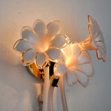 Wall lamp pink fleurs-de-lis, murano glass, Italy, 1970