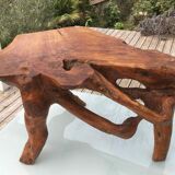 Brutalist teak root coffee table