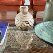 Art Deco pink & silver ceramic vase, Italy 1930s