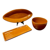 3 glazed ceramic dishes