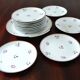 Set 12 plates and 1 porcelain dessert dish