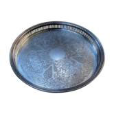 Silver metal serving tray brand flagship openwork border
