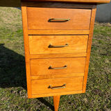 Oak and rattan desk