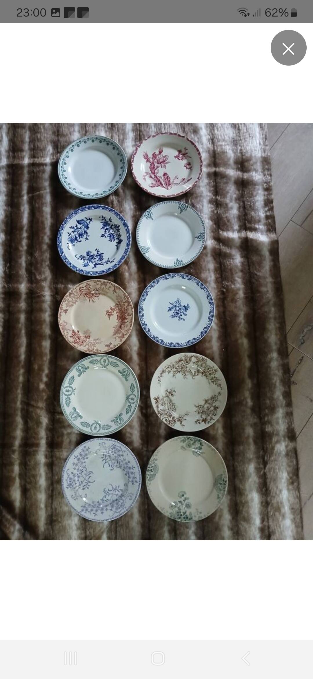 10 antique flat plates in ironstone