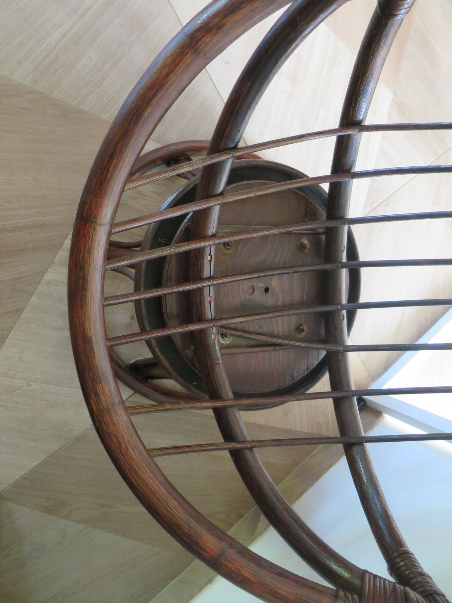 Vintage set of 2 swivel chairs in bamboo and rattan - Papasan shape