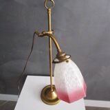 Lampe ancienne laiton et tulipe pate de verre