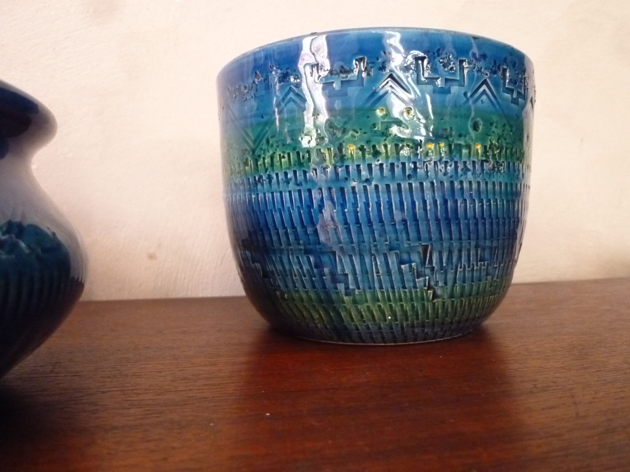 Vase and cache blue pots Bitossi
