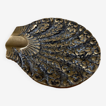 Vintage Seashell Design Brass Ashtray