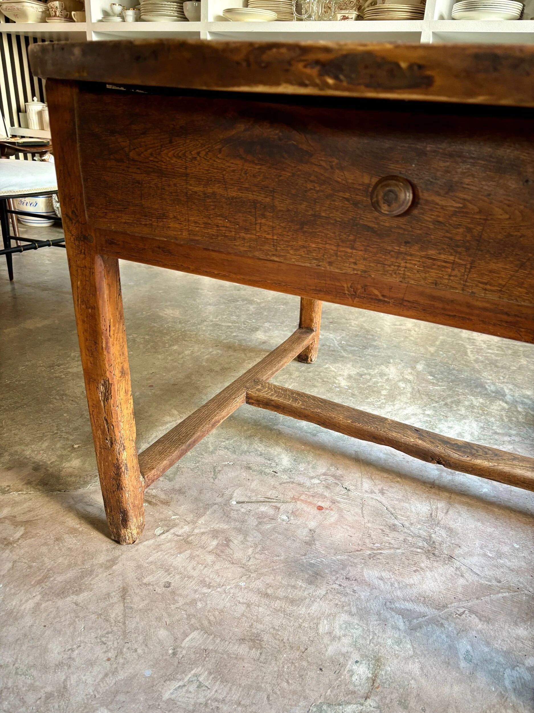 Round wooden farmhouse table