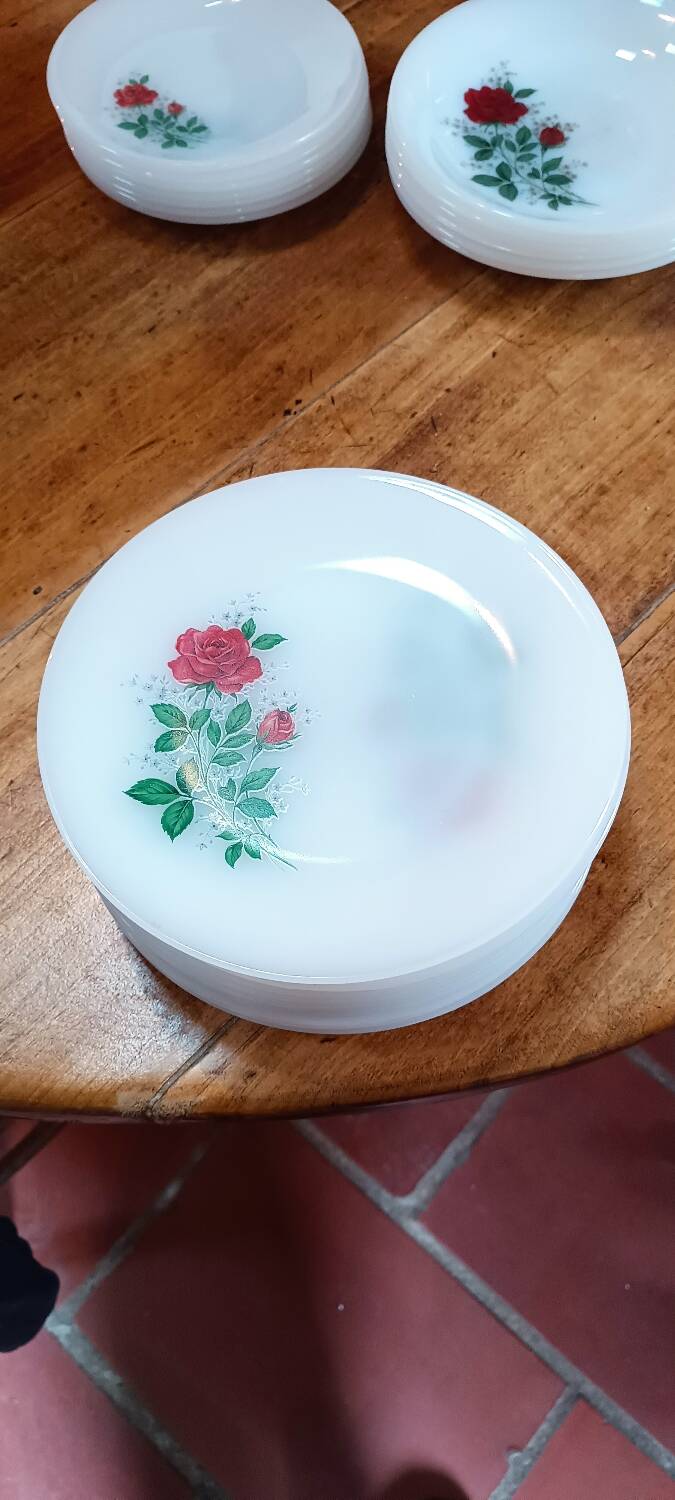 Arcopal service rose from France red