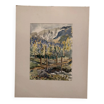 Jean Jacques GRUNENWALD (1911 - 1982) - Gouache - Mountain Landscape