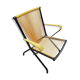 Folding chair in red scoubidou and black metal structure