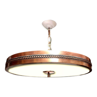 Art deco pendant lamp in copper and glass, 1930s