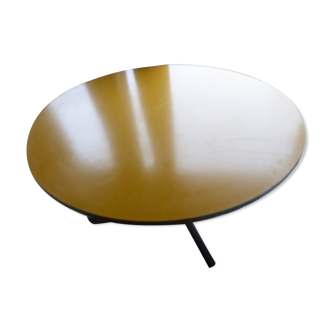 Table basse ronde d'école maternelle formica vintage plateau jaune