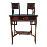 Old secretary in marquetry and bamboo