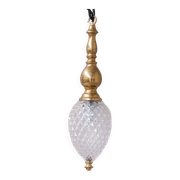 Mid-century brass and glass thin pendant light