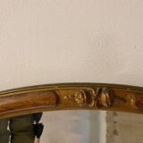 OVAL ART NOUVEAU MIRROR WITH ROSE DECOR AND PAINTED WOOD BEVELED GLASS