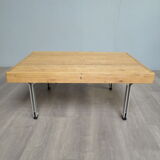 Table basse plateau bois pieds alu
