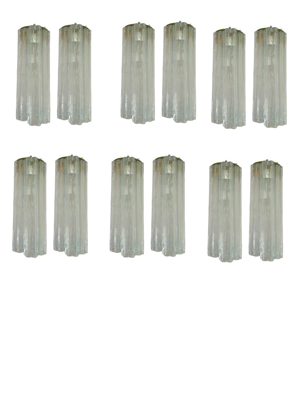 Large Murano Glass Tronchi Sconces Set of 6