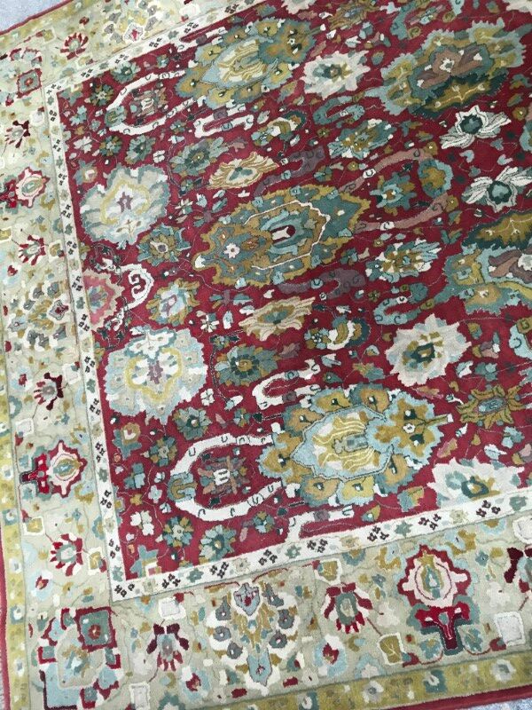Large carpet old Agra French Janus point made Lily hand 250 X 350 CM
