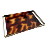 Vintage plateau in tortoiseshell lucite, Maison Mercier style.