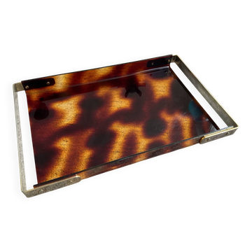 Plateau vintage en lucite écaille de tortue style Maison Mercier