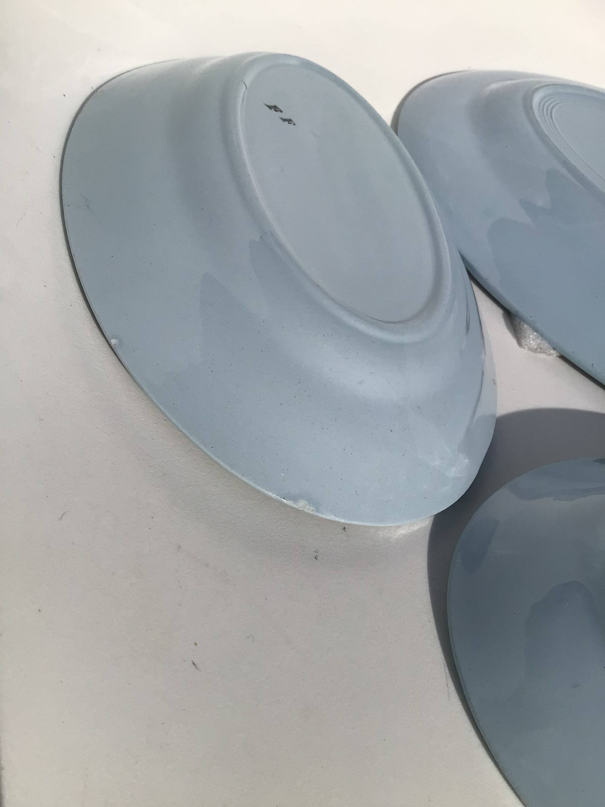 Plat ovale et deux ramequins assortis 50’s ciel