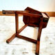 Tabouret de traite brutaliste en bois 1950