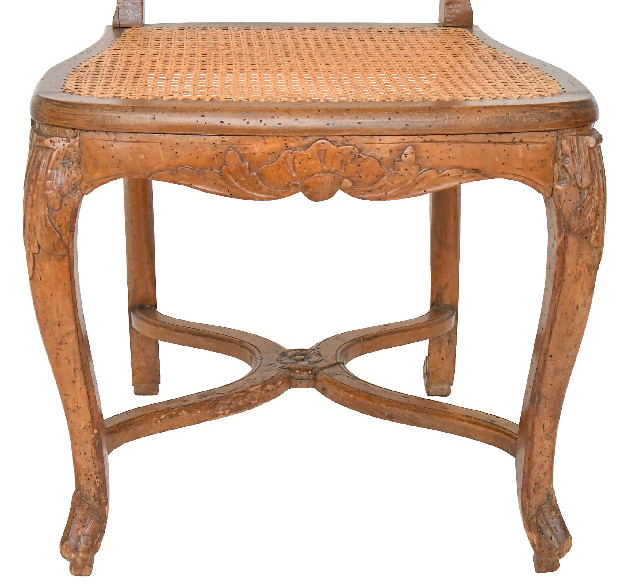 4 caned chairs from the Louis XV period stamped by Charles Delenoncourt.