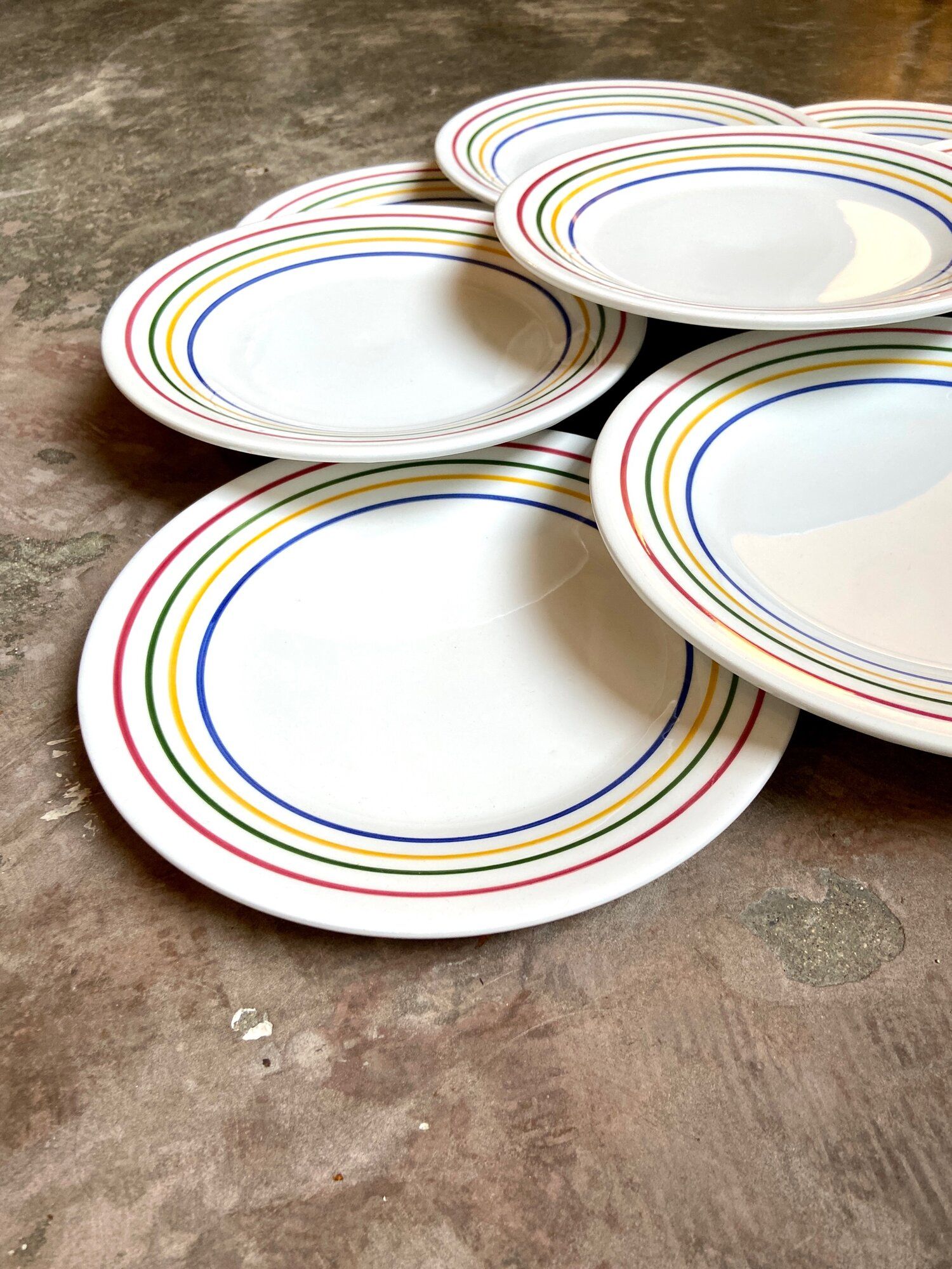 9 flat plates San Marciano Ceramiche in enamelled Italian earthenware