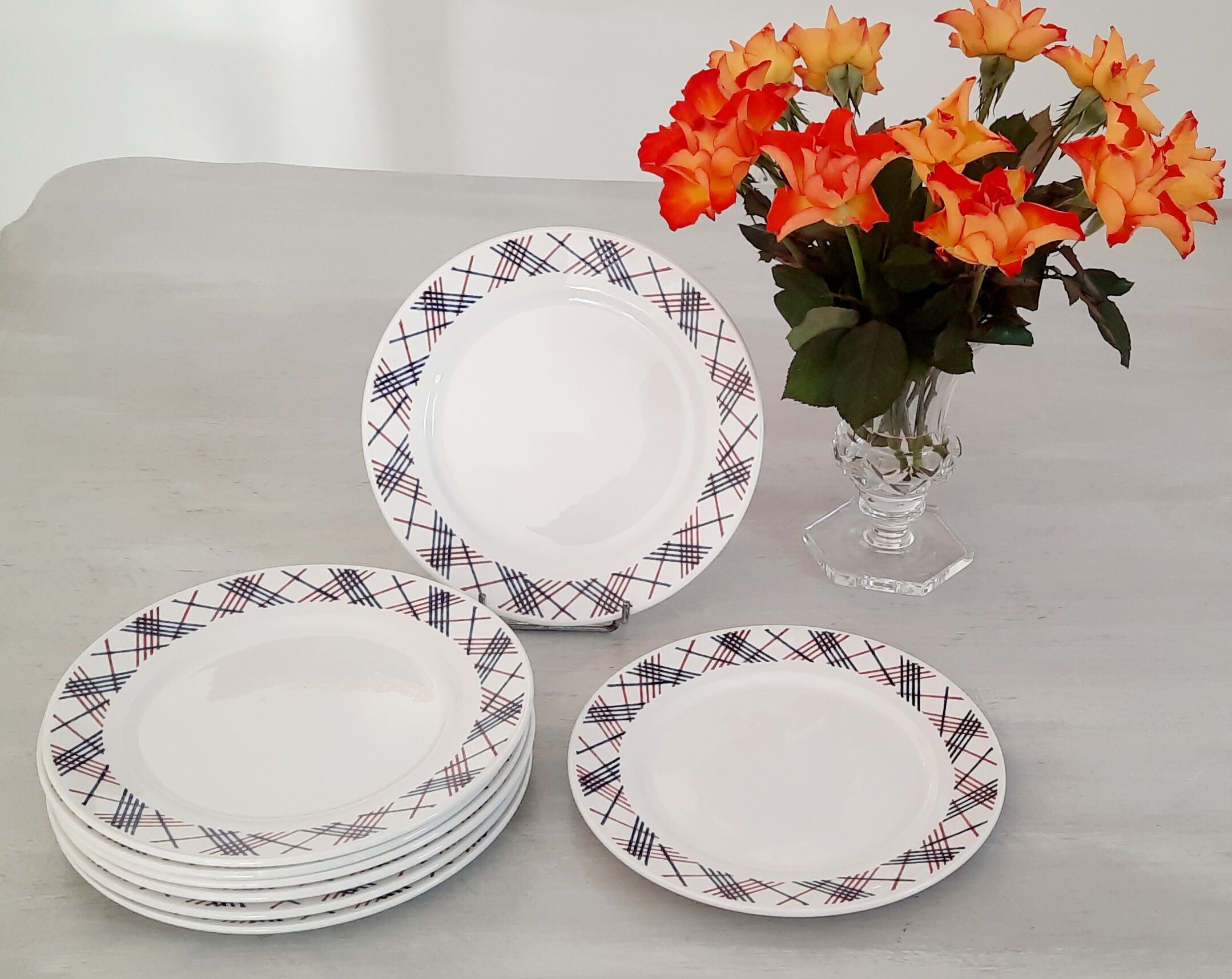 Digoin Sarreguemines earthenware plates Vintage Salies model