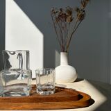Trio of rounded triangular shaped trays or cups in monoxyl teak