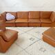 modular sofa of the 70s in tawny leather