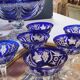6 cut crystal cobalt blue champagne glasses