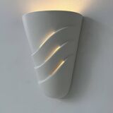 Pair of vintage wall lights, matte white plaster, France, 1970