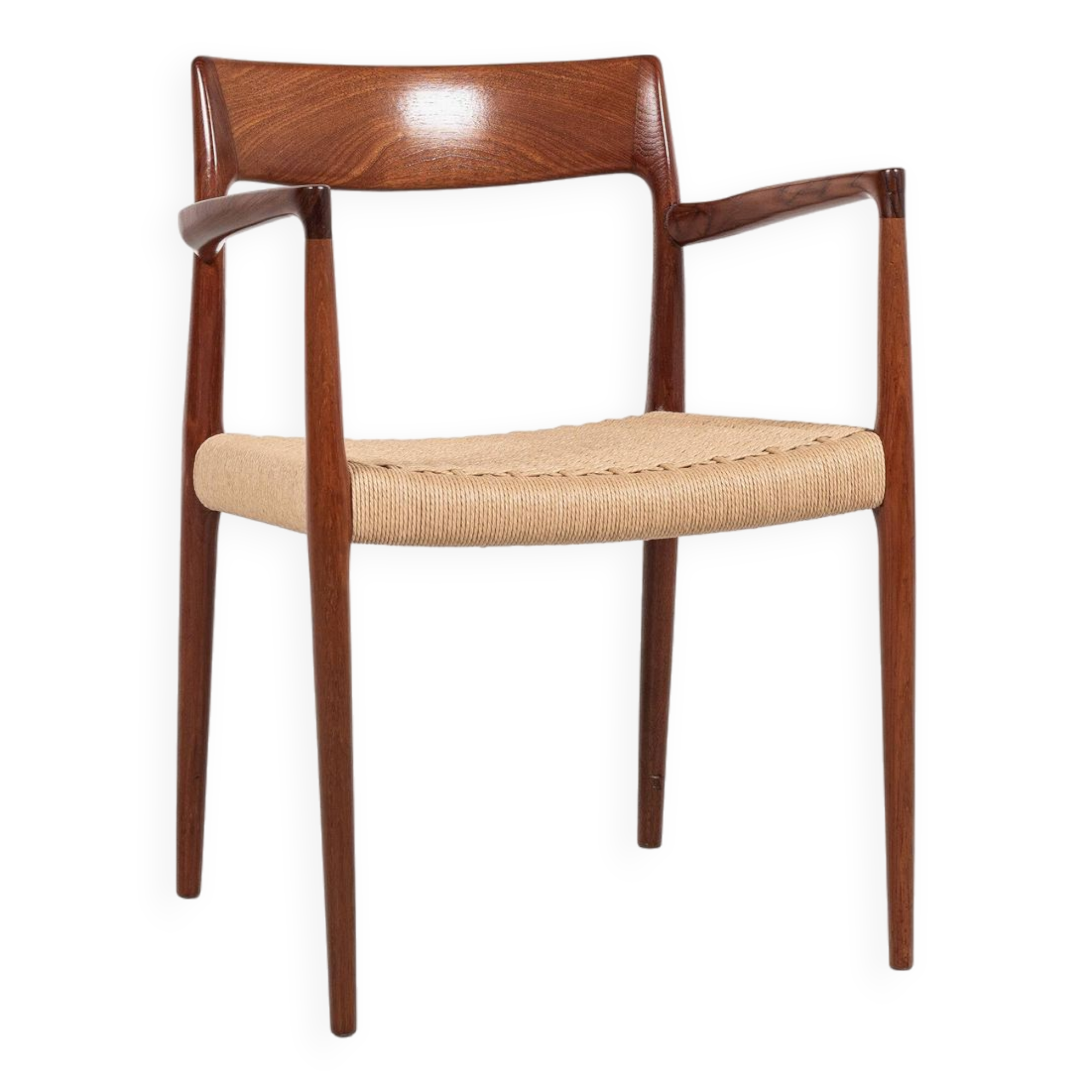 Chaise danoise vintage Modèle 57 en teck et nouveau papercord par Niels Otto Møller 1960