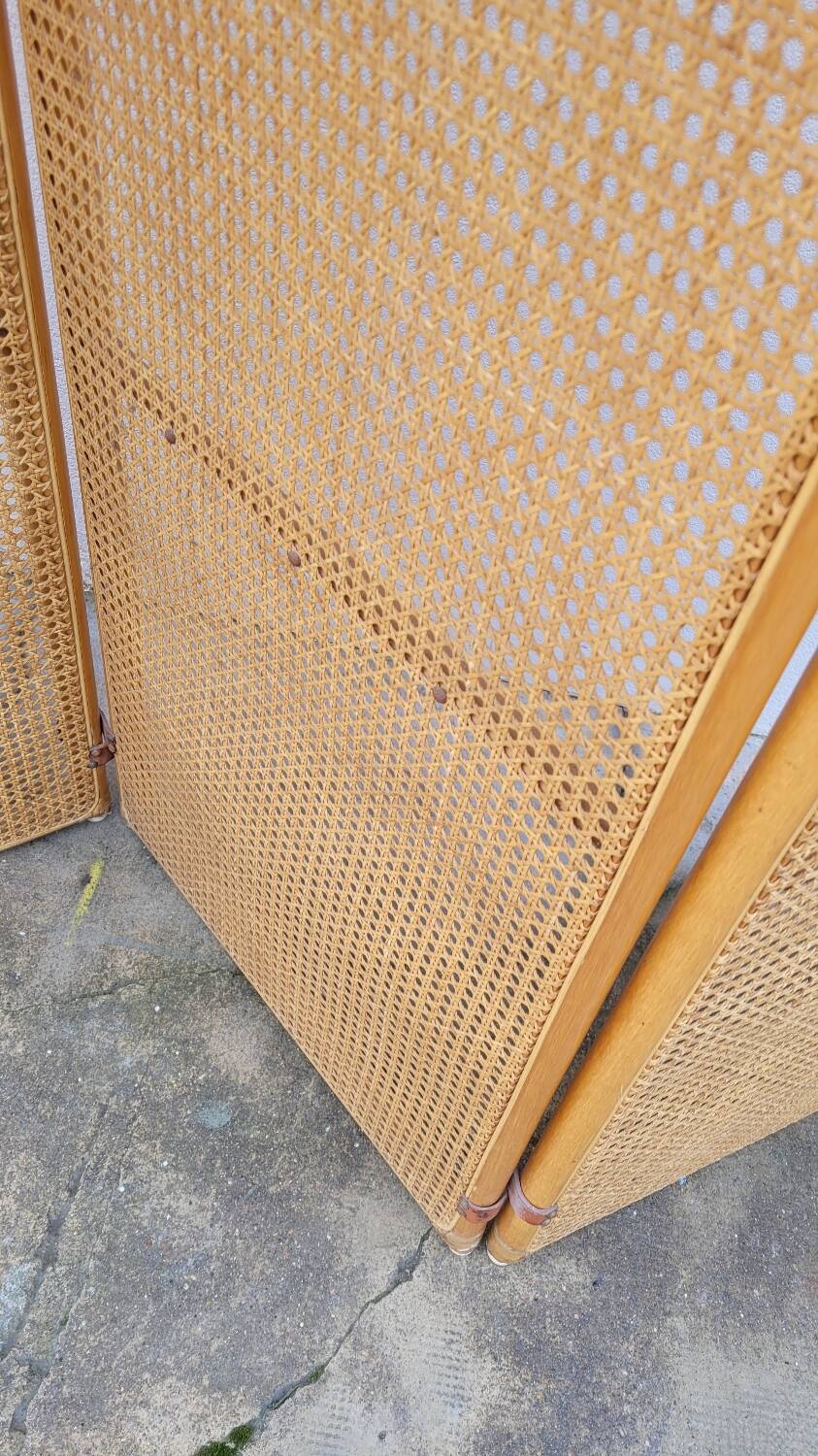 Vintage wicker claustra screen - 1950s