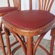 Mid-Century Thonet Style Bar Stools: Red Faux Leather Seat, Set of 2