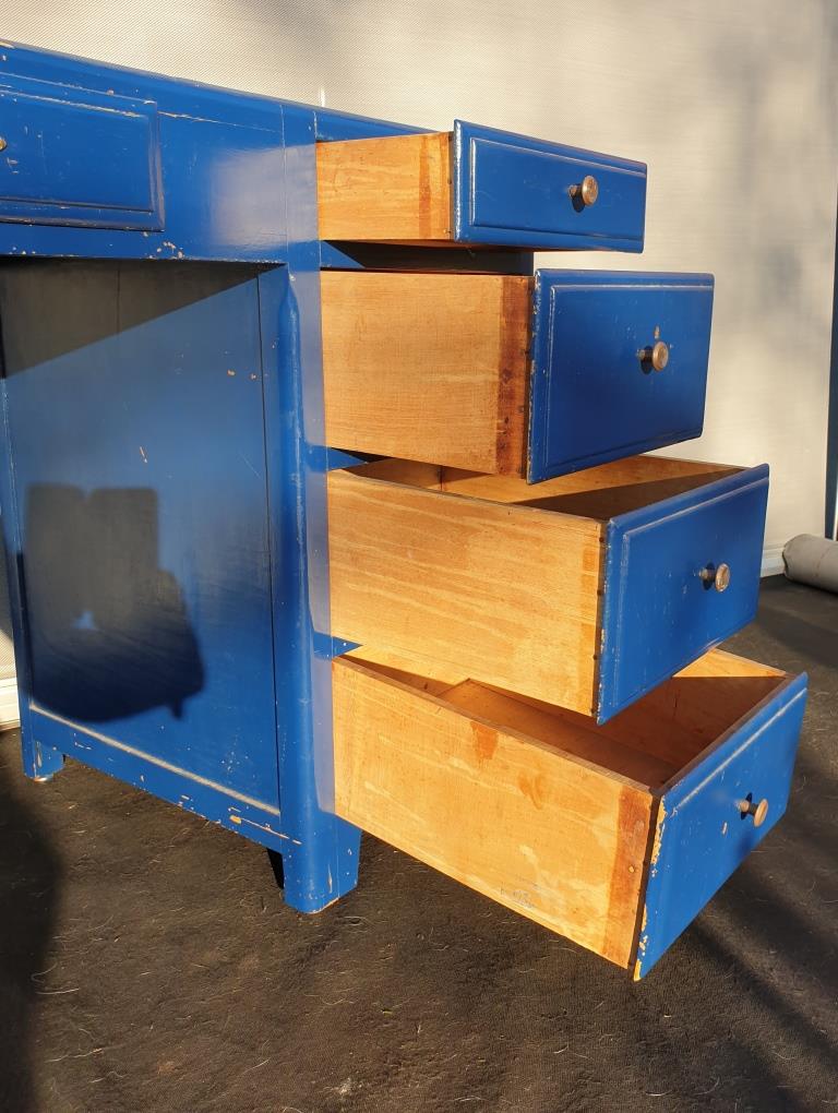 Art deco office blue roy 5 drawers