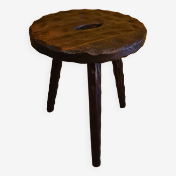 Brutalist Wooden Tripod Stool From The 1970s