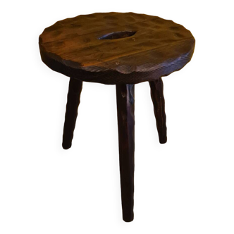 Brutalist Wooden Tripod Stool From The 1970s