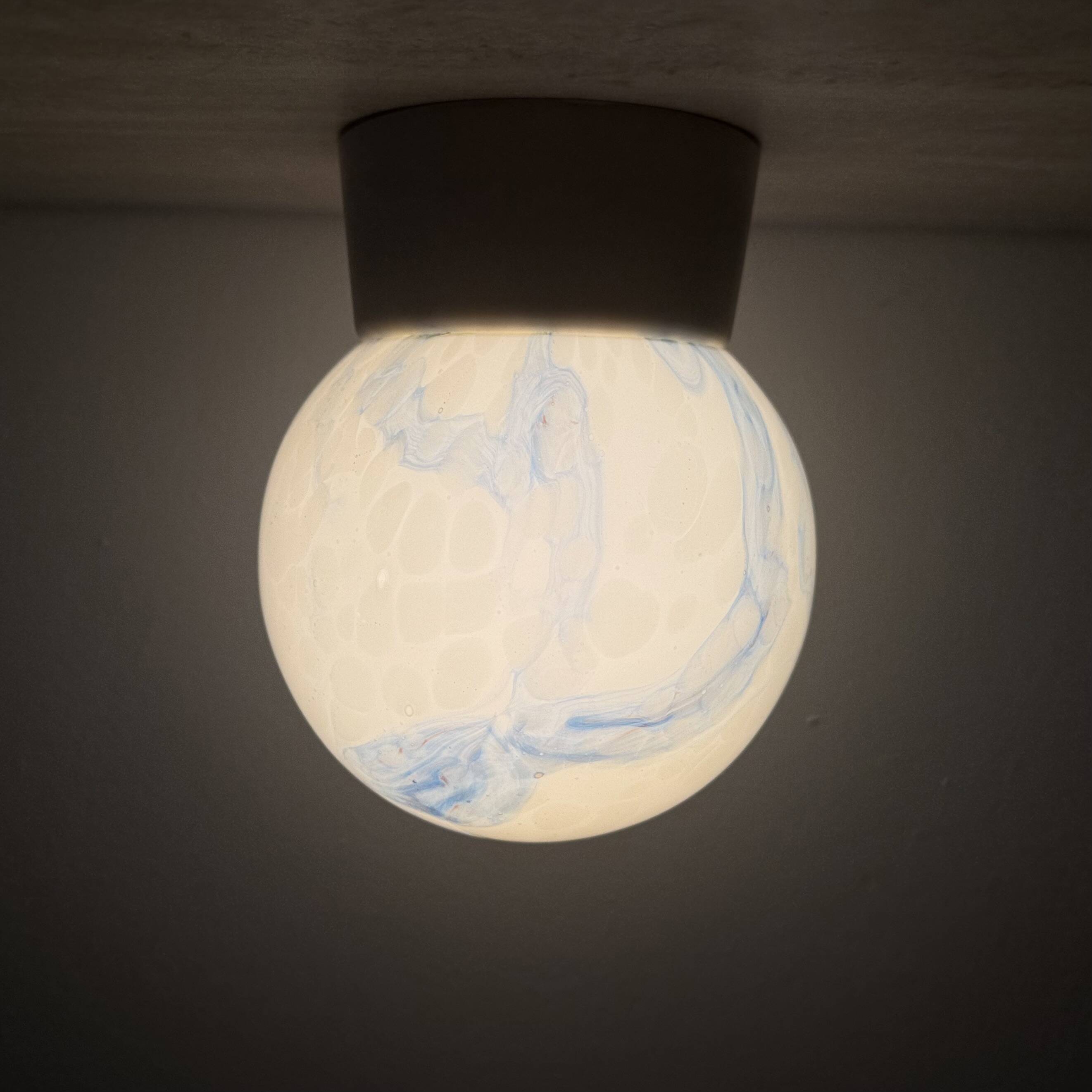 Thabur art deco marbled glass ceiling lamp , 1930s the Netherlands