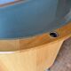 Large desk design in oak and smoked glass - 1990s
