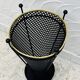 Vintage black perforated metal and brass umbrella stand