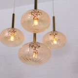 Cascade chandelier 4 globe in blown amber glass