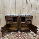 Pair of Art Deco bedside tables in walnut.