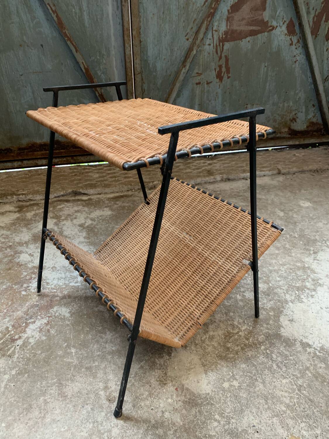 Pair of Raoul Guys Wicker Magazine Racks Circa 195