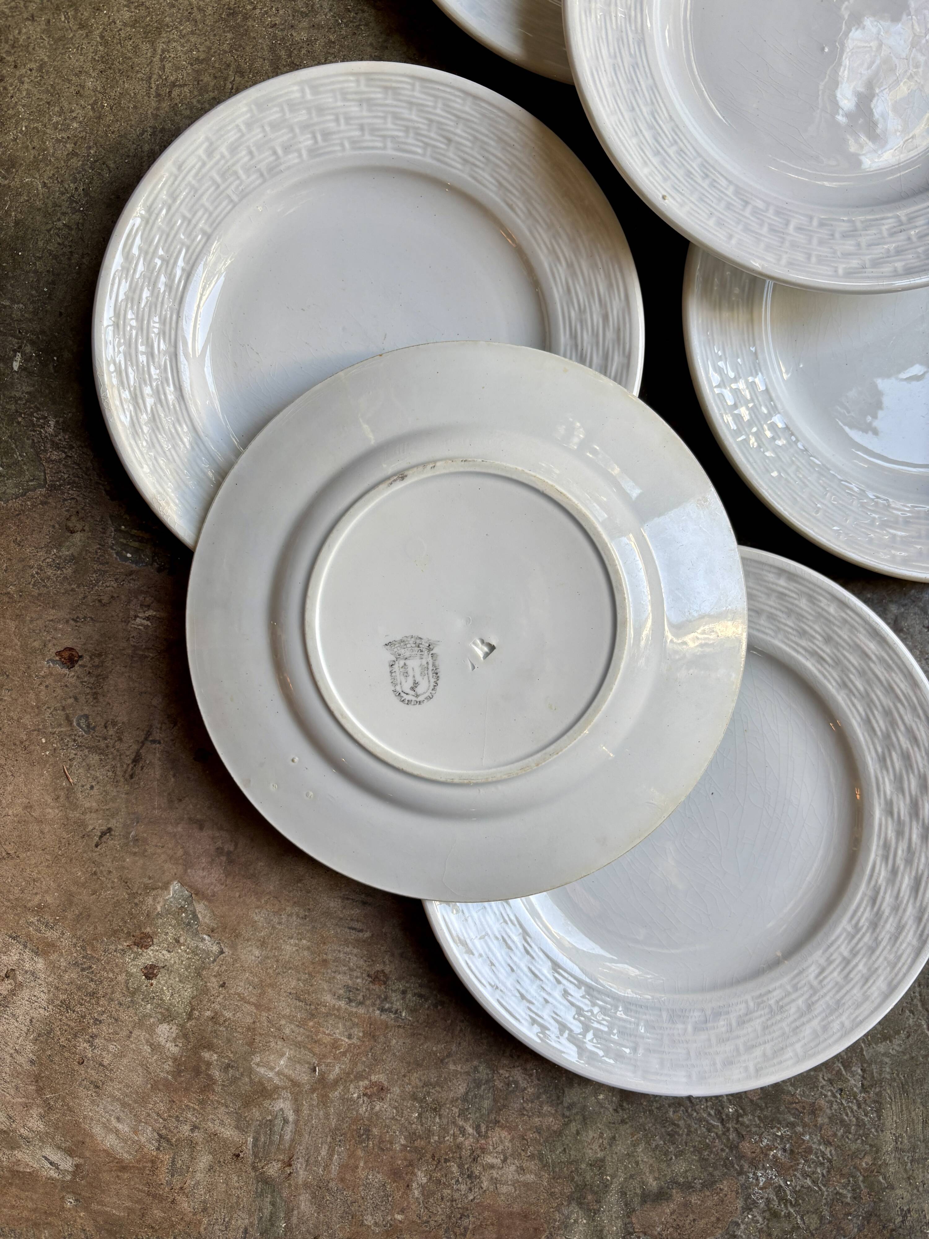 6 St Amand dessert plates in white earthenware