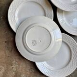 6 St Amand dessert plates in white earthenware