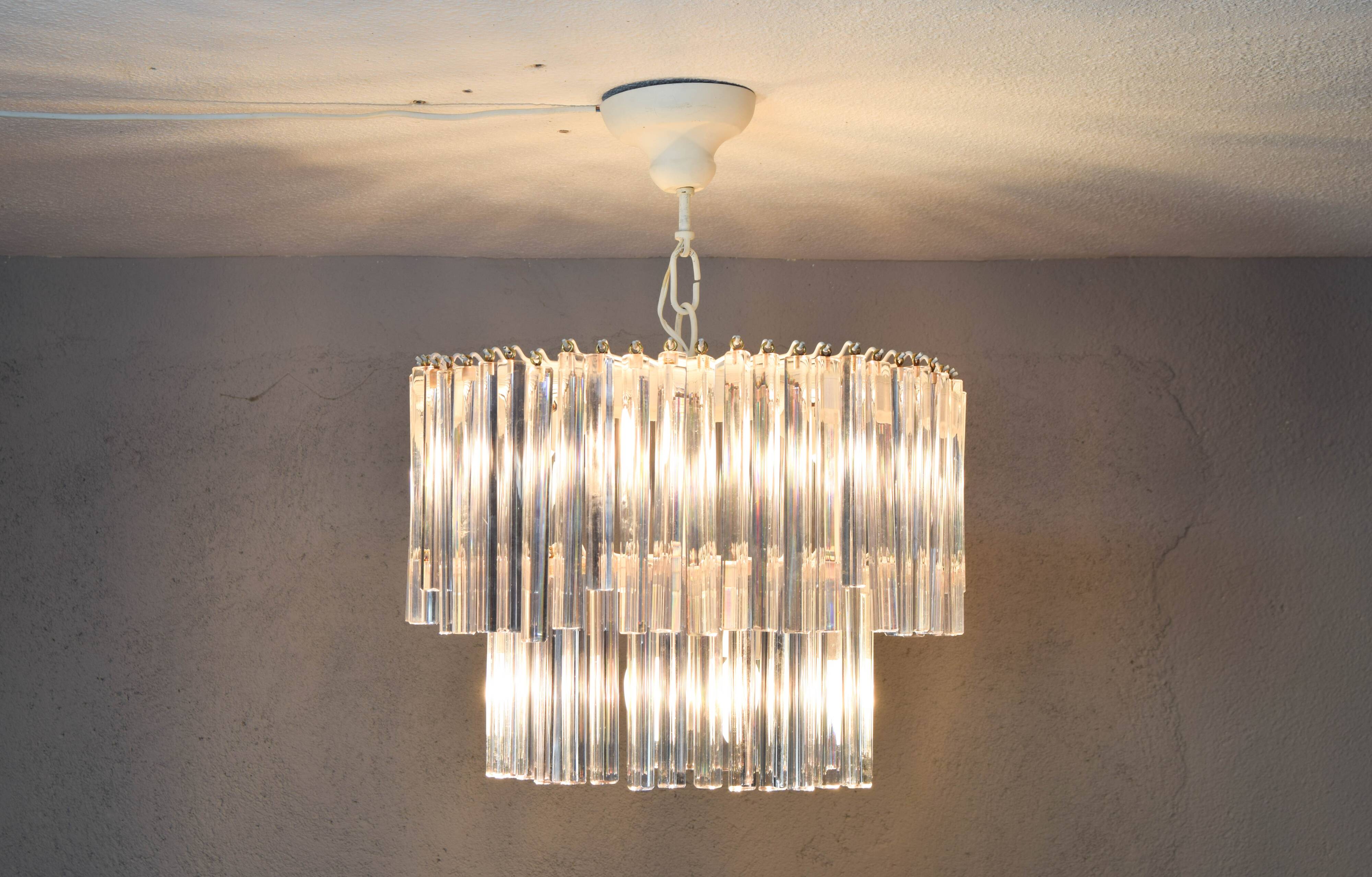 Lustre en verre années 60 venini mid century italien moderne triedri murano